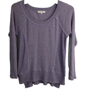 Eri + Ali Anthropologie Womens Waffle Knit Thermal Top Purple Size XS